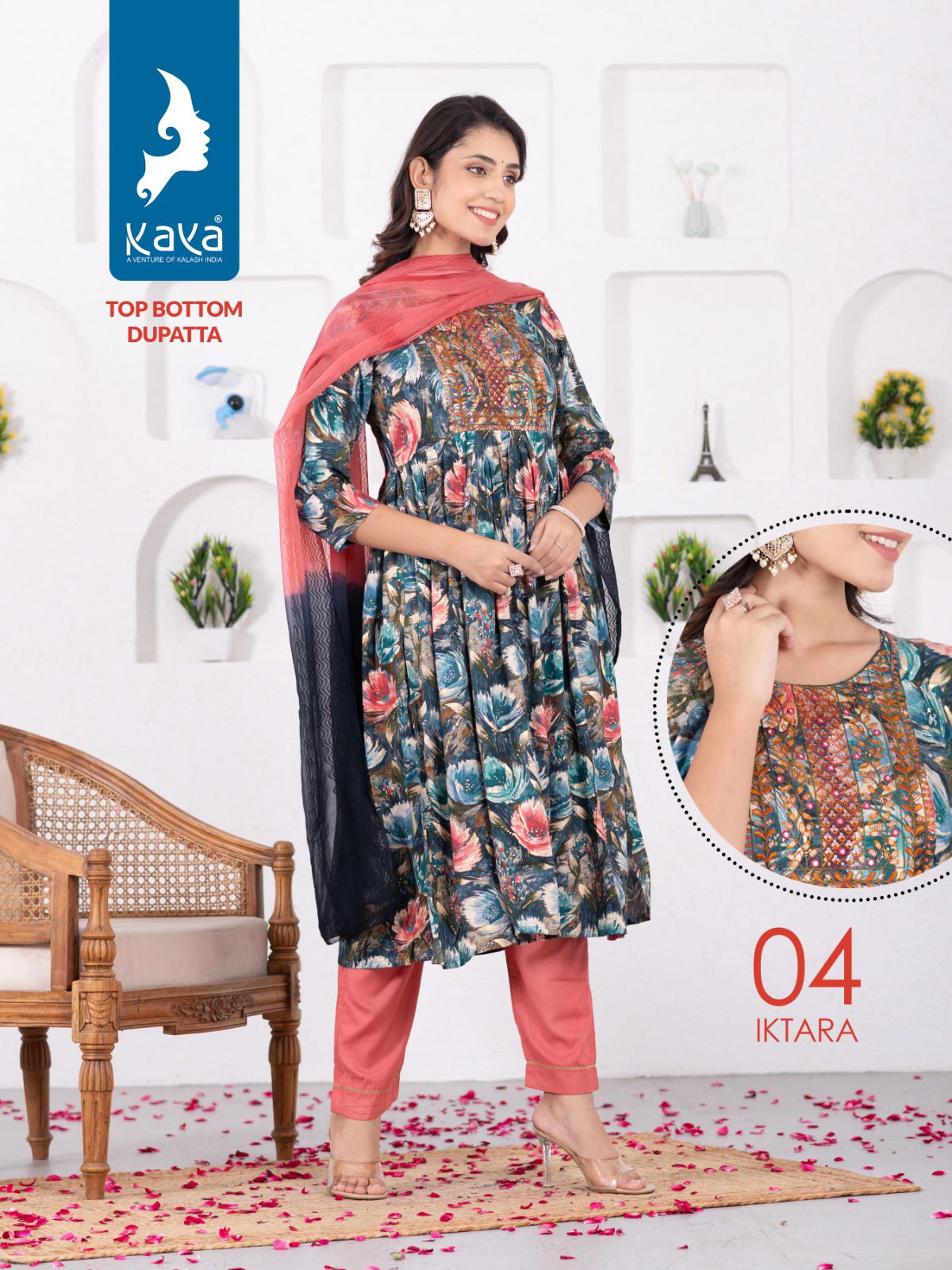 Iktara By Kaya Rayon Nyra Cut Printed Readymade Suits Catalog